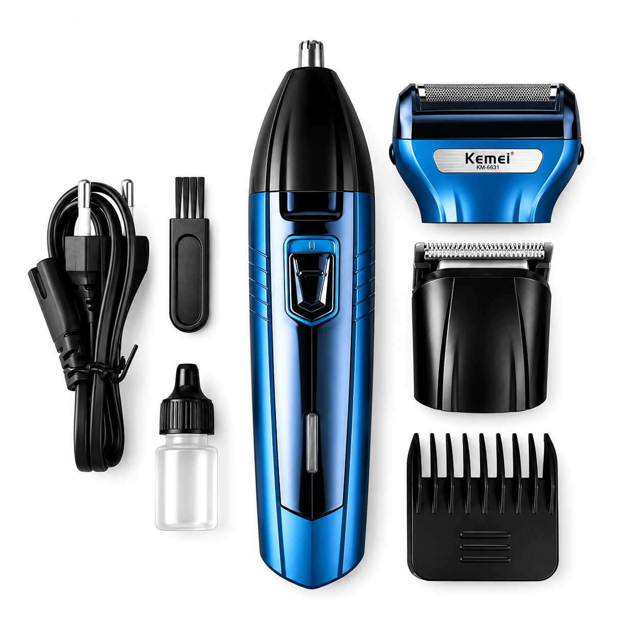 Kemei KM-6330 3-in-1 Grooming Kit – Shaver, Epilator & Nose Trimmer | Rechargeable